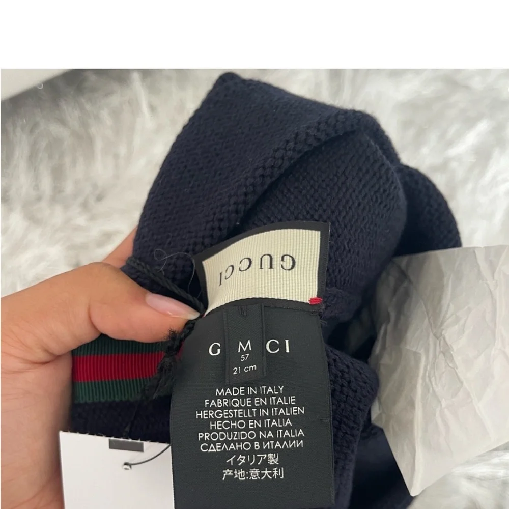 NWT Gucci LOVED Navy Blue Beanie Hat - Picture 9 of 11